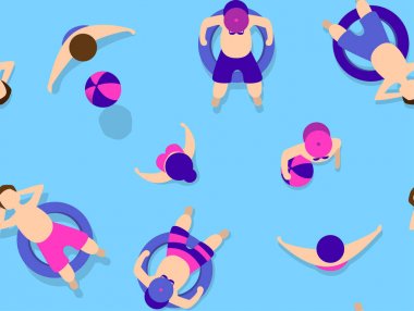 Yüzme Havuzu desende insanlar