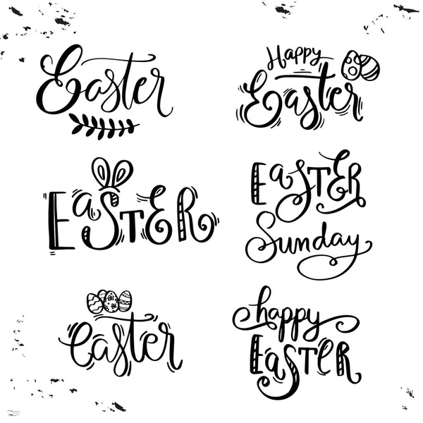 Easter handdrawn phrases isolate on white background. — Stock Vector