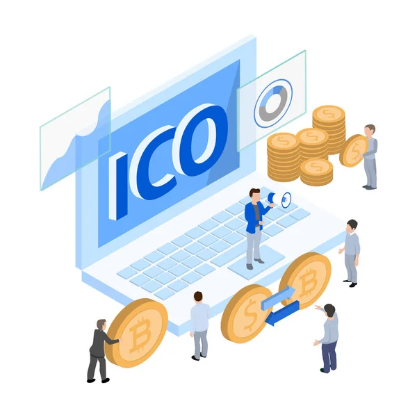 Cryptocurrency isometric3 — Stock Vector