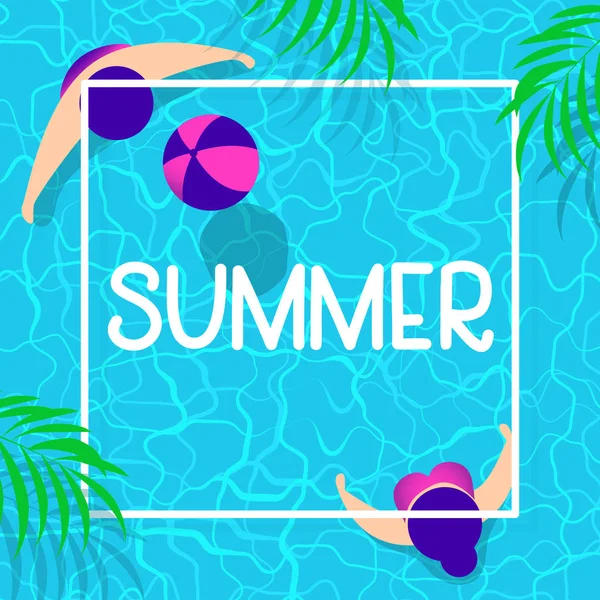 Summer time background design with pool blue water — Stock Vector