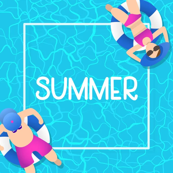 夏季时间背景设计与水池蓝色水 — 图库矢量图片