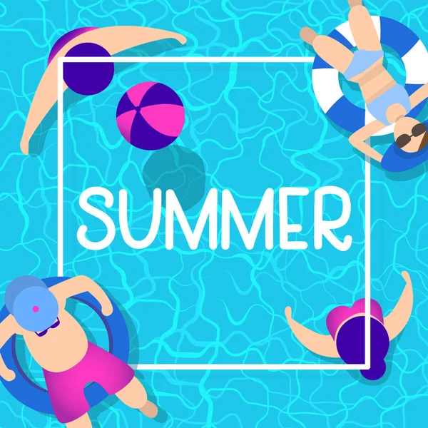 Summer time background design with pool blue water — Stock Vector