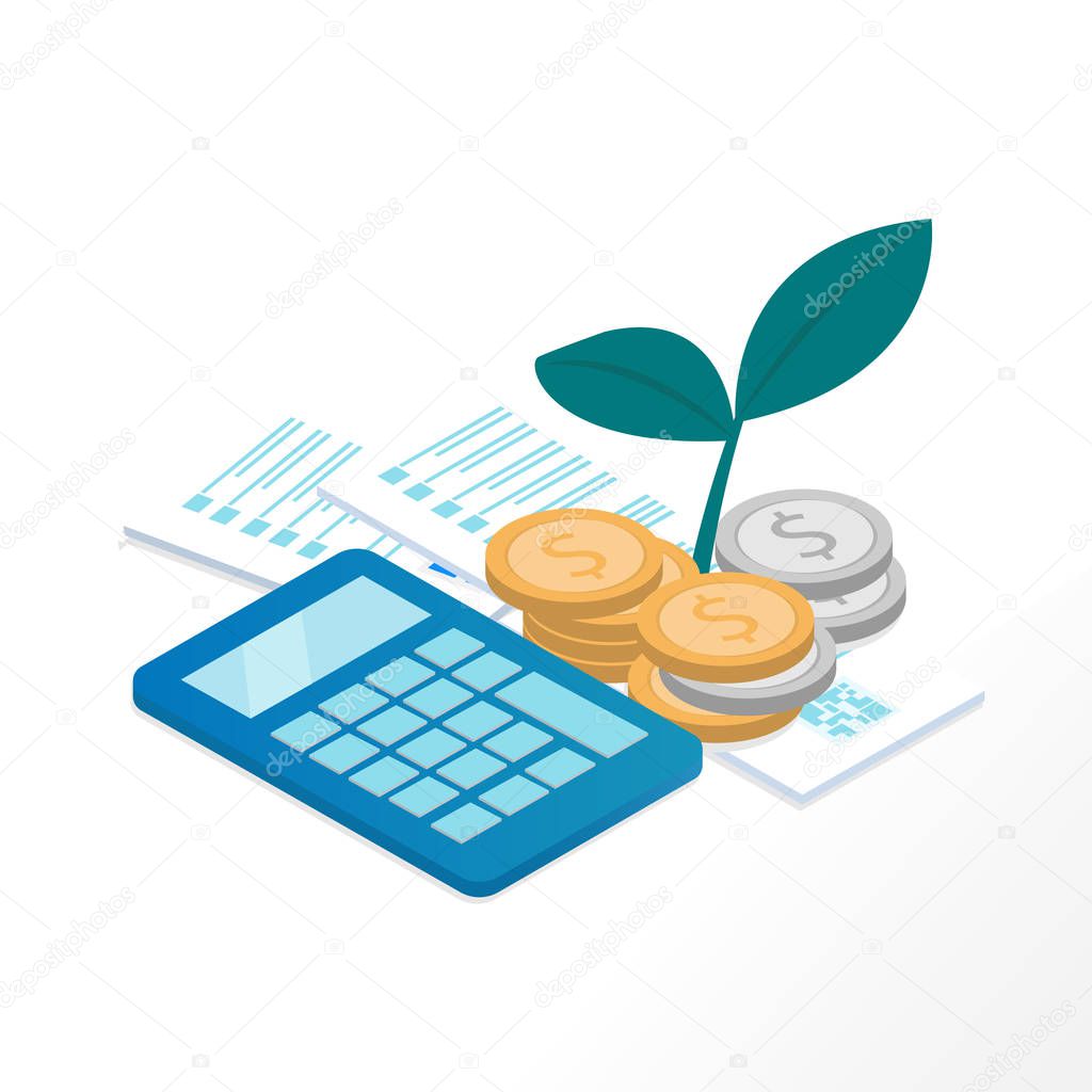 business money saving plan concept, vector illustration 