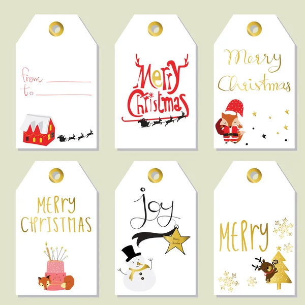 Collection of xmas greeting tags — Stock Vector