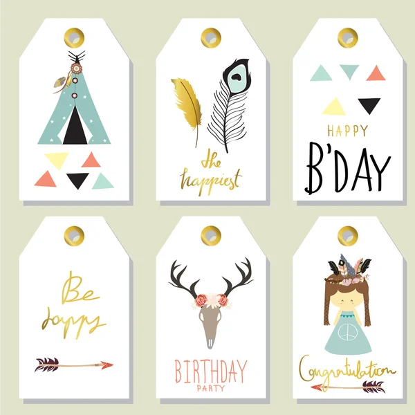 Birthday gift tags set — Stock Vector