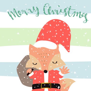 Noel Baba bez fox ile Noel tebrik kartı