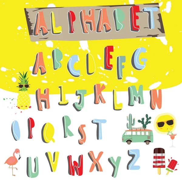 Bunte alphabet.type Buchstaben Zahlen Vektor-Design-Elemente wi — Stockvektor