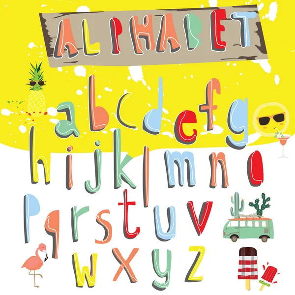 Bunte alphabet.type Buchstaben Zahlen Vektor-Design-Elemente wi — Stockvektor