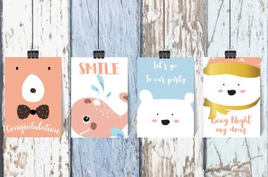 Afiş, el ilanları, balina ve b posterlerini açmaları için renkli koleksiyonu