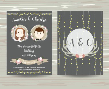 Wedding template collection for banners,Flyers,Placards with wil clipart
