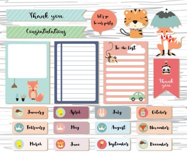 Şirin Not ve Kaplan, fox, Araba, tavşan ve panda ile etiket