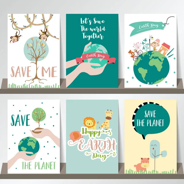 Collectie voor spandoeken, Flyers, posters met wereld, groen lint, t — Stockvector