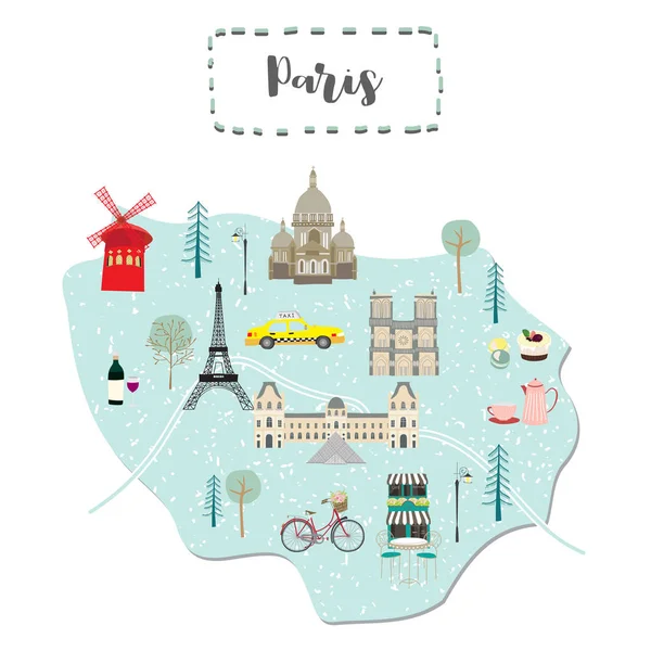 Carte mignon de Paris en France — Image vectorielle