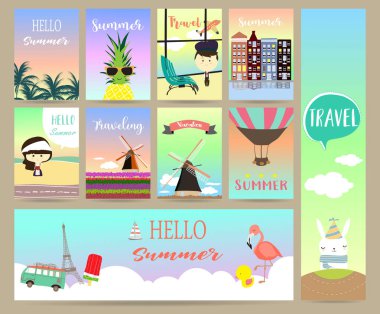 Amsterdam kanalları sevimli kartlarla, Hollanda evleri, Lale, kız, boa