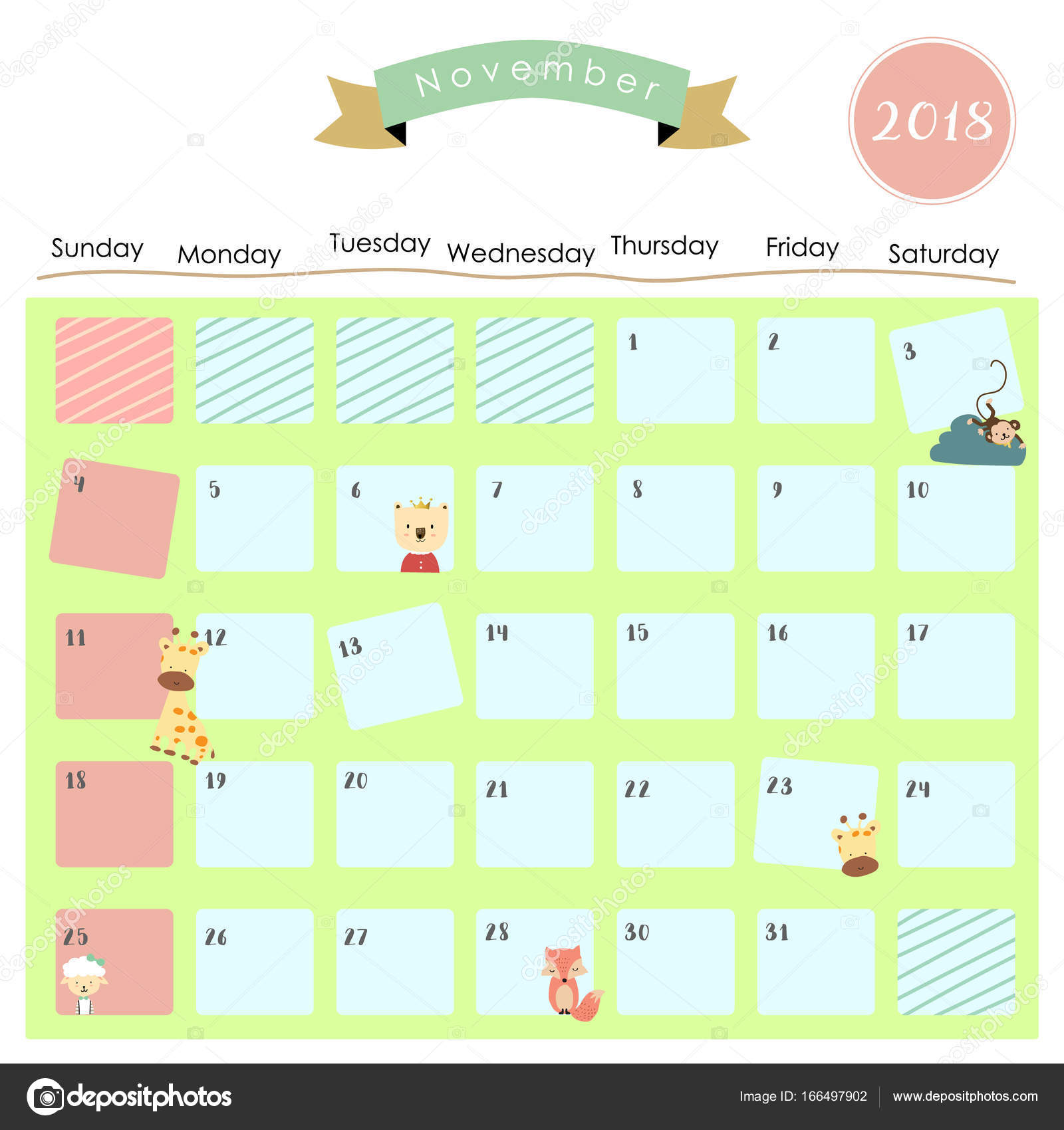 November 2018 Calendar Cute - FREE DOWNLOAD