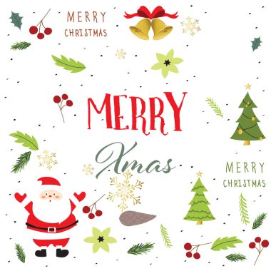 Kırmızı yeşil koleksiyonu için afiş, posterlerini açmaları ile Noel Baba, kar 