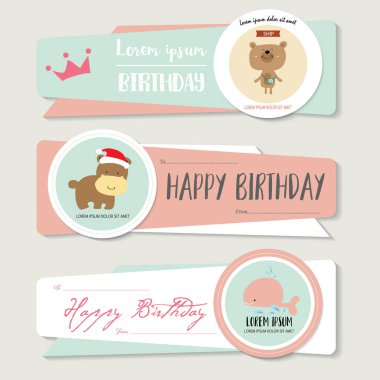 Ayı, balina ve su aygırı ile pembe mavi başlık