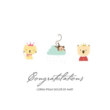 Koleksiyon için afiş, afişlerin kedi, maymun, ayı ile