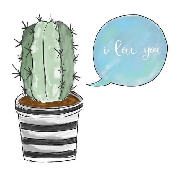Love collectie voor spandoeken, borden met cactus en ik hou van je — Stockvector