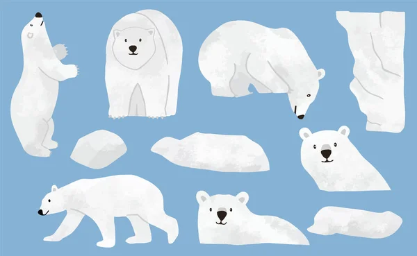 Caractère ours blanc simple.Utilisez pour invitation, imprimable, autocollant — Image vectorielle