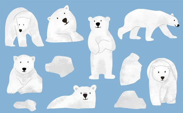 Simple white bear character.Use for invitation, printable, sticker — стоковый вектор