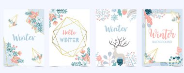 Yapraklarla, çiçeklerle, yapraklarla, yapraklarla donatılmış kış arkaplanı koleksiyonu