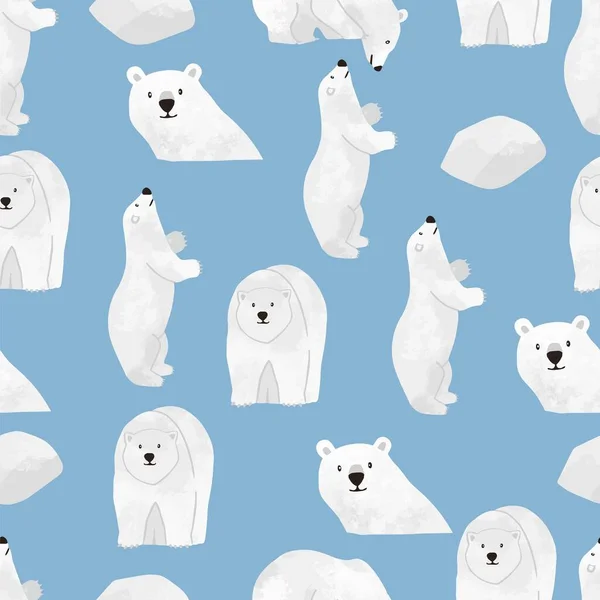 Υδατογραφία φόντο χειμώνα με πολική αρκούδα, ice.Vector εικονογράφηση — Διανυσματικό Αρχείο