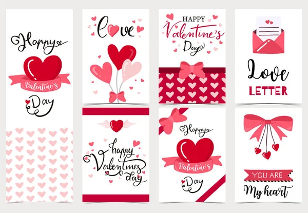 Collection of valentine’s day background set with heart,letter — Stock Vector