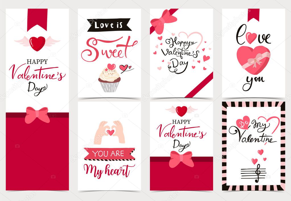 Collection of valentines day background set with heart,cupcake