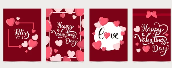 Verzameling van Valentijnsdag achtergrond set met hart, ballon — Stockvector