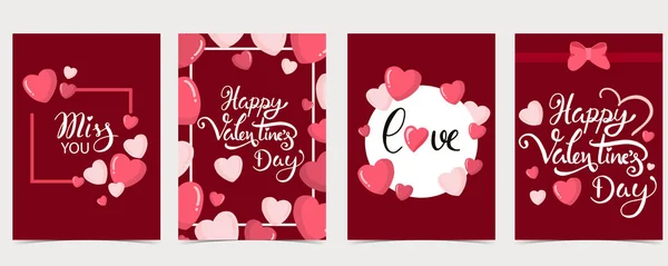 Colección de fondo de San Valentín conjunto con corazón, globo — Vector de stock