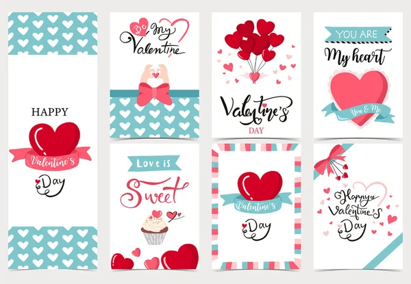 Collection of valentine’s day background set with heart,cupcak — Διανυσματικό Αρχείο