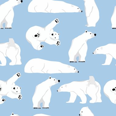 Kutup ayısı, ağaç. Vektör illüstrasyon seaml!