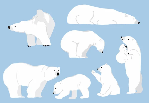 Característica simple oso blanco. Ilustración vectorial carácter garabato — Vector de stock