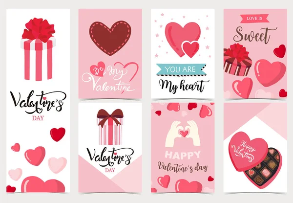 Kollektion von Valentinstag Hintergrund mit Herz, Cupcak — Stockvektor