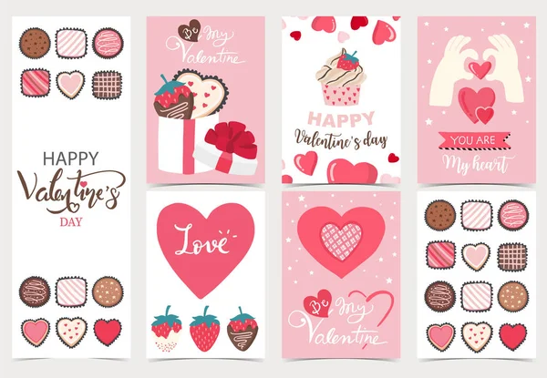 Collection of valentine���s day background set with heart,cupcak — Stock Vector