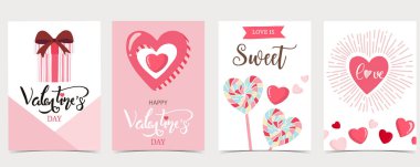 Collection of valentines day background set with gift,candy.