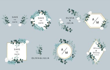 Leaf boho logo collection with leaves,geometric.Vector illustrat