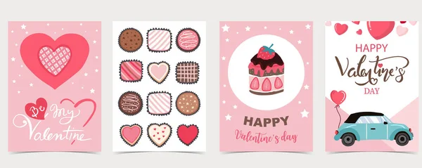 Collection of valentines day background set with chocolate — Stock Vector