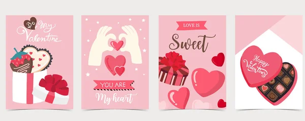 Coleção de Dia dos Namorados conjunto de fundo com chocolate — Vetor de Stock