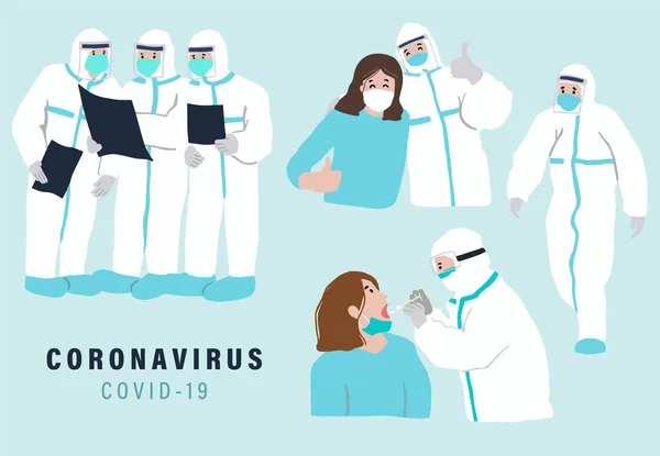 Orvos Dolgozik Hogy Megakadályozzák Baktériumok Terjedését Coronavirus Vektor Illusztráció Objektum — Stock Vector