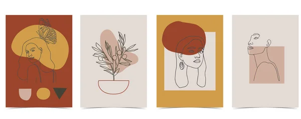 Kolekcja Tła Kobiety Kolorze Edytowalny Wektor Ilustracji Stronie Internetowej Zaproszenie — Wektor stockowy