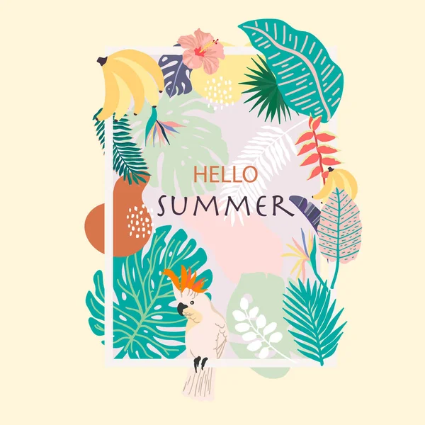 2017 Collection Summer Background Set Palm Flower Editable Vector Illustration — 스톡 벡터