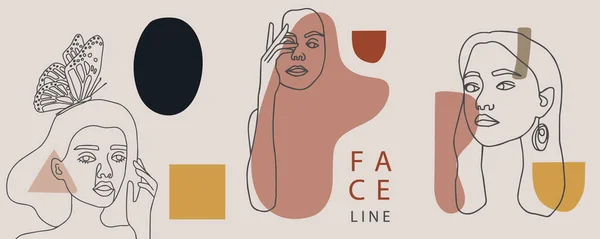 Collection Fond Femme Sertie Couleur Illustration Vectorielle Modifiable Pour Site — Image vectorielle