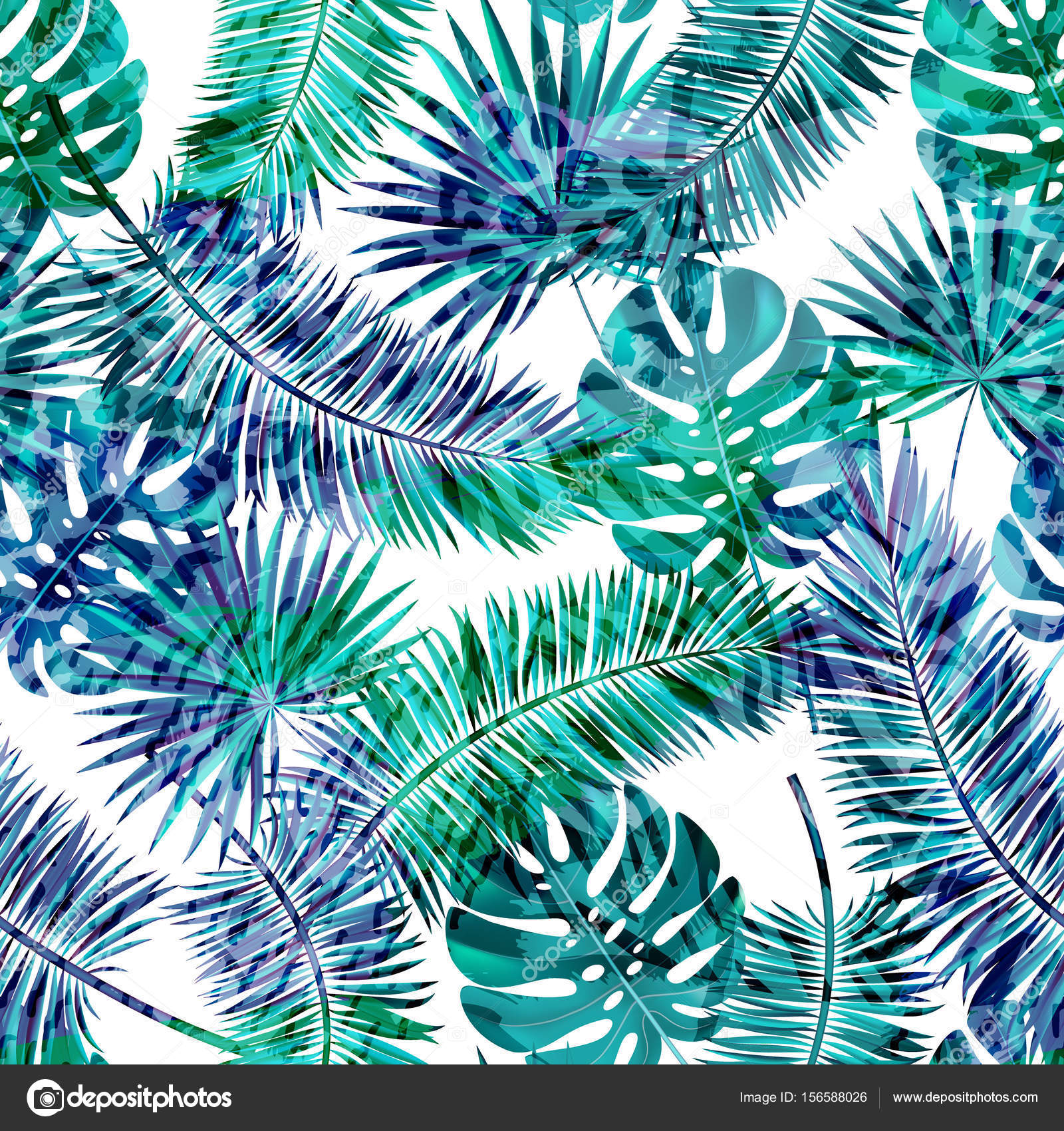 美しいシームレスなベクトル花夏パターン背景熱帯のヤシの葉や動物のプリントします 繊維表面テクスチャ Web ページの背景壁紙に最適 ストックベクター C Infectsiya Mail Ru