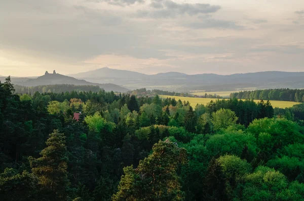 Widok na ruiny zamku Trosky, znajdująca się w regionie Czeski Raj, nied — Zdjęcie stockowe