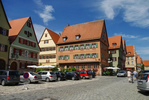 Straßenansicht von dinkelsbuhl, einer der archetypischen Städte an der deutschen Romantikstraße. — Stockfoto