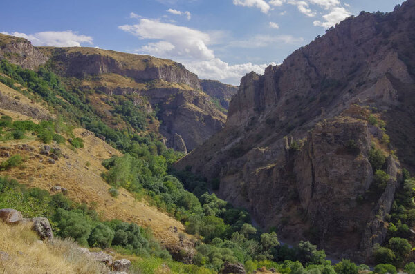 Cliff in river Arpa gorge. Road to Jermuk. Armenia