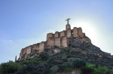 Heykel İsa. Castillo de Monteagudo, Ortaçağ Kalesi, Murcia, İspanya.