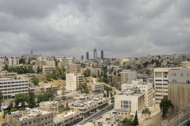 Amman Cityscape downtown arka plan, Jordan, gökdelenler ile